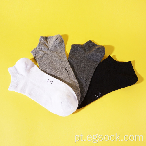 anti-derrapante cor sólida meias de algodão de corte baixo